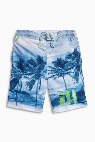 Blue Palm Photo Swim Shorts (3-16yrs)